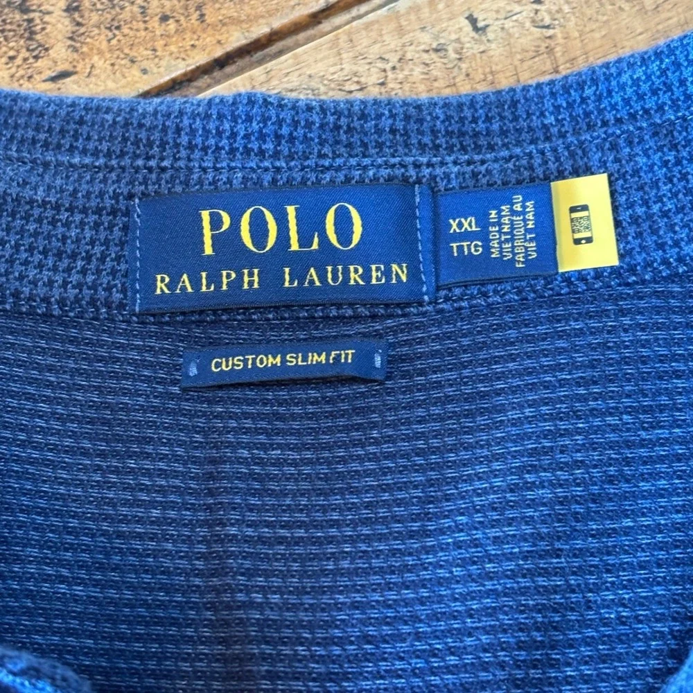 Polo Ralph Lauren Patterned Mens Long Sleeve‎ Polo Shirt Navy Blue Pony Logo XXL